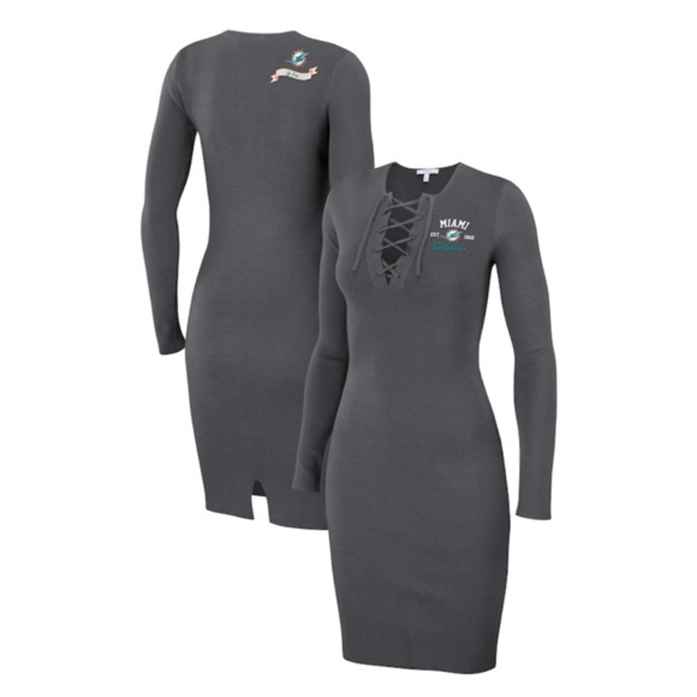 Women's Small WEAR by Erin Andrews Miami Dolphins‎ Lace Up Long Sleeve Dress